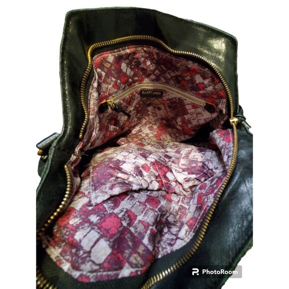 ELLIOT LUCCA Dome Satchel Bag | Black Crackled Leather - Picture 3 of 3